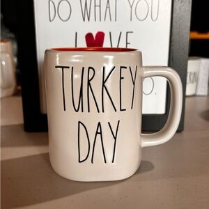 Rae Dunn Turkey Day Mug - White with Orange Interior